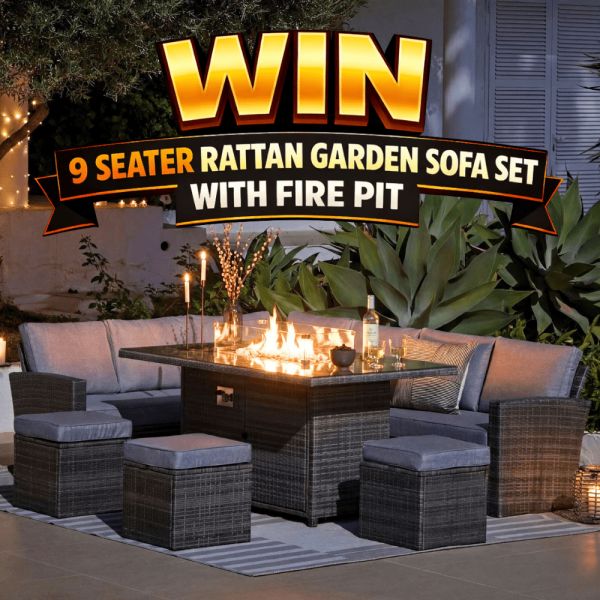 BEAUTIFUL RATTAN GARDEN SOFA SET WITH FIRE PIT
