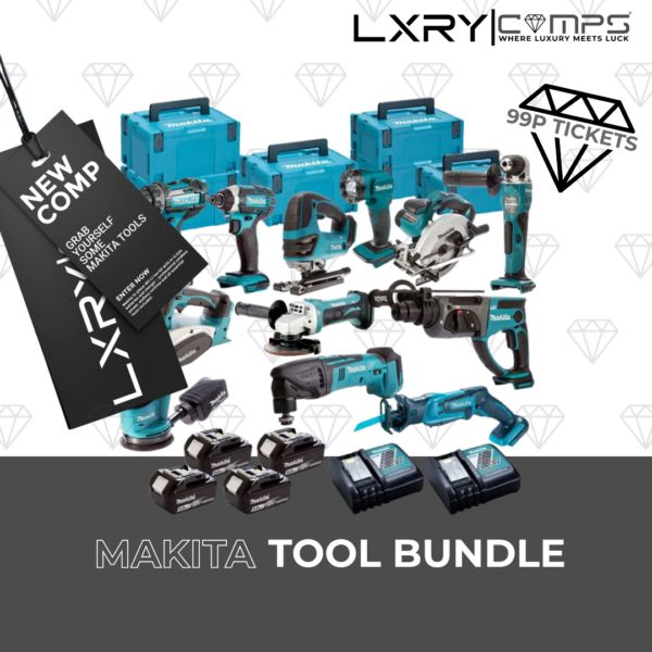 Makita 12-Piece 18V Li-Ion Kit with 4× 5.0Ah Batteries & Charger