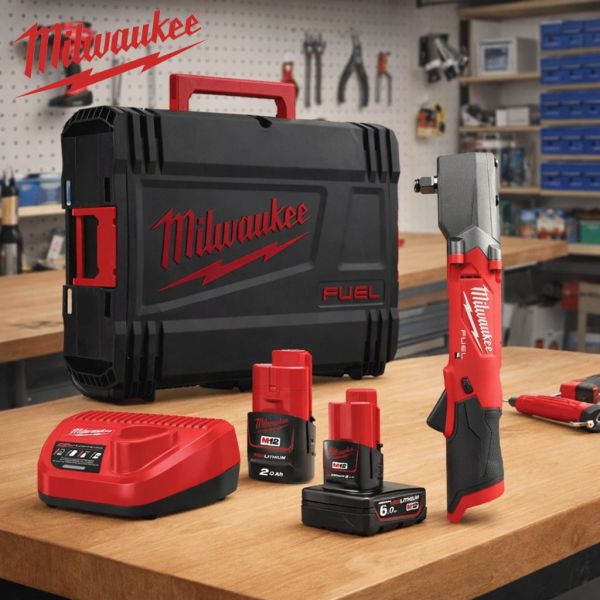 Milwaukee 12V Right Angle Impact Wrench with Batteries