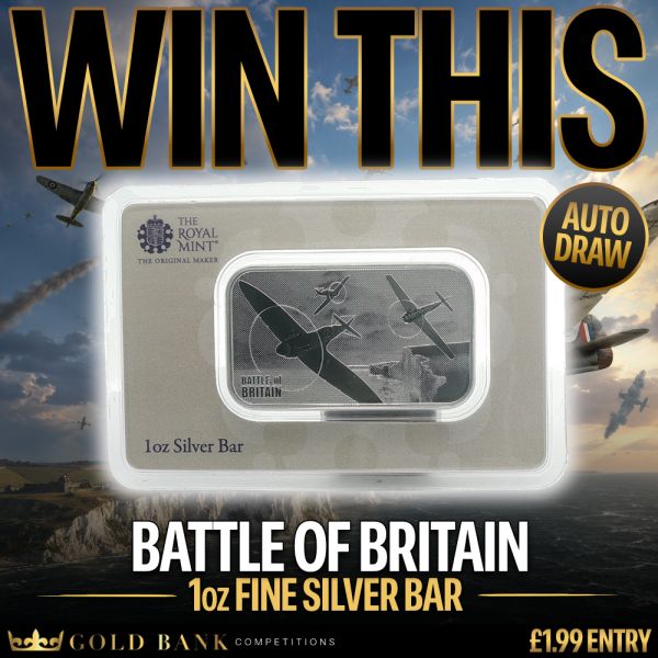 ENDING TONIGHT – WIN THIS BATTLE OF BRITAIN – 1oz SILVER BAR – AUTODRAW