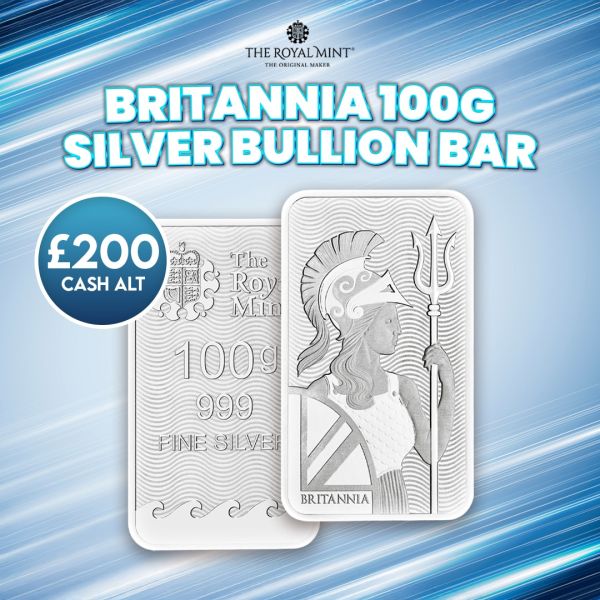 Britannia 100g Silver Bullion Bar Or £200 Cash