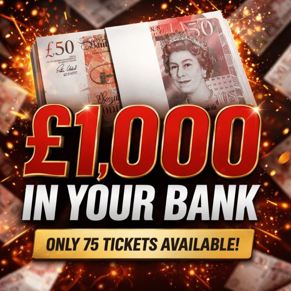 £1,000 In Your Bank! SUPER HIGH ROLLER JUST 75 TICKETS!