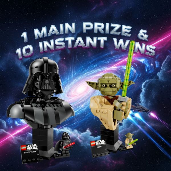 Lego Yoda & Darth Vader Busts – 1 Main Prize – 10 Instant Wins