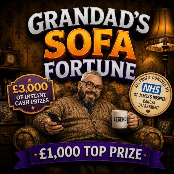 👴Grandad’s Sofa Fortune – All Profit Donated To St James Hospital Cancer Ward