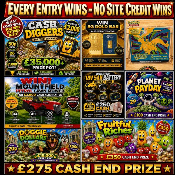 Every Ticket Wins – ALL Added To Accounts INSTANTLY! – Bank Holiday & Cash Comps + NO Site Credit!