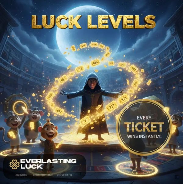 LUCK LEVELS – EVERY TICKET WINS! £5.55 – £13,300 IN PRIZES TO BE WON!