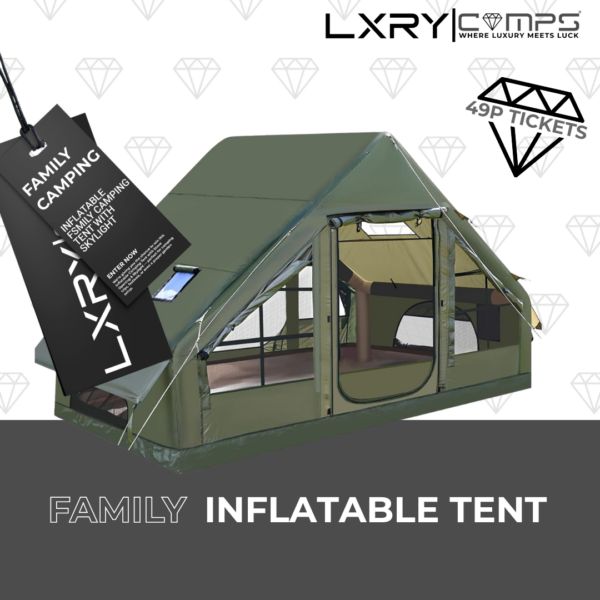 Inflatable Camping Tent with Fireplace & Skylight +Instants