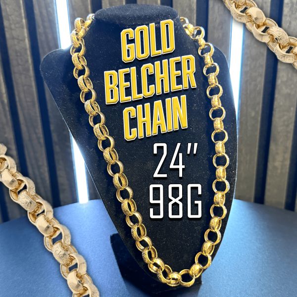 9CT GOLD 24″ BELCHER CHAIN 98G! – RRP £5,500!