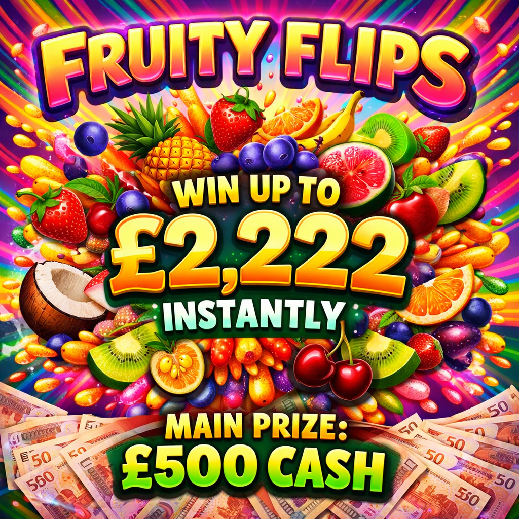FRUITY FLIPS – WIN UP TO £2,222 INSTANTLY!