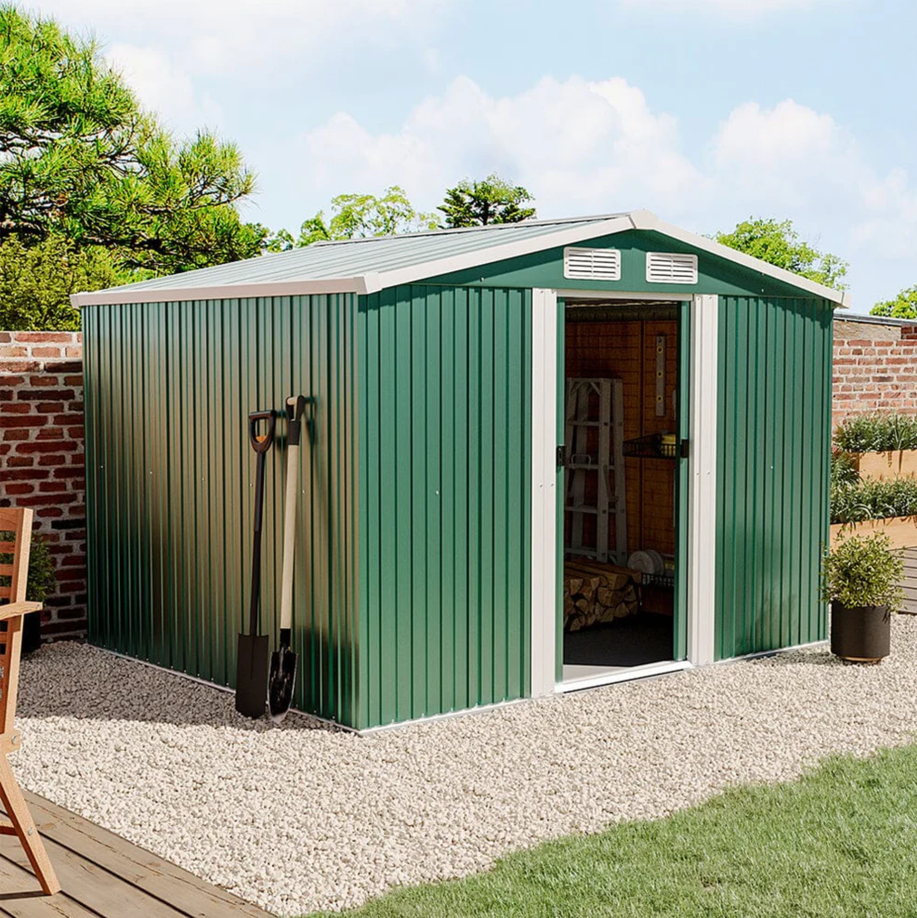 Waterproof 6x8 Metal Garden Shed with Gable Roof