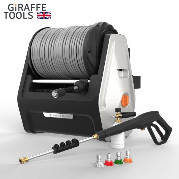 Grandfalls Wall Mounted Retractable Pressure Washer with 100ft Hose