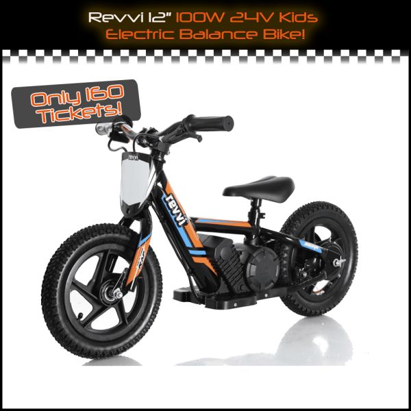 Revvi 12″ 100W Kids Electric Balance Bike Blue 24V Off Road Bike or £275!