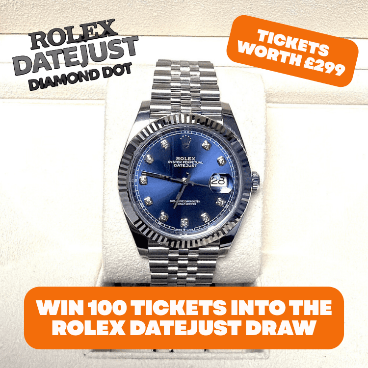 Win 100 Tickets into Rolex Datejust Diamond Dot Draw (RSP £12,000)