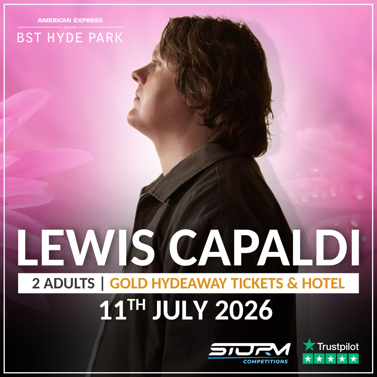 Lewis Capaldi – 11th JULY 2026 – 2 ADULTS – Gold HydeAway Ticket & Hotel Experience – (With Early Entrance) #3