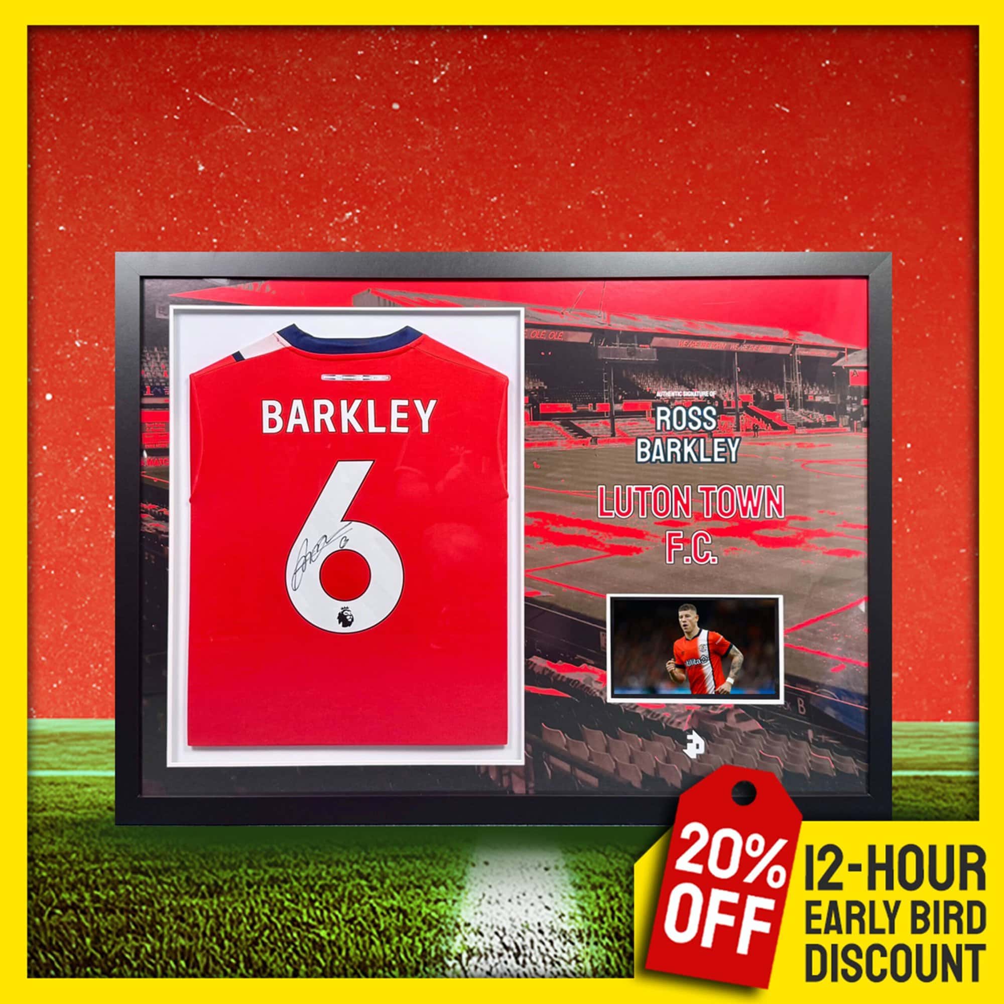 Ross Barkley Signed & Custom LED Framed Luton Shirt with In-Built TV!