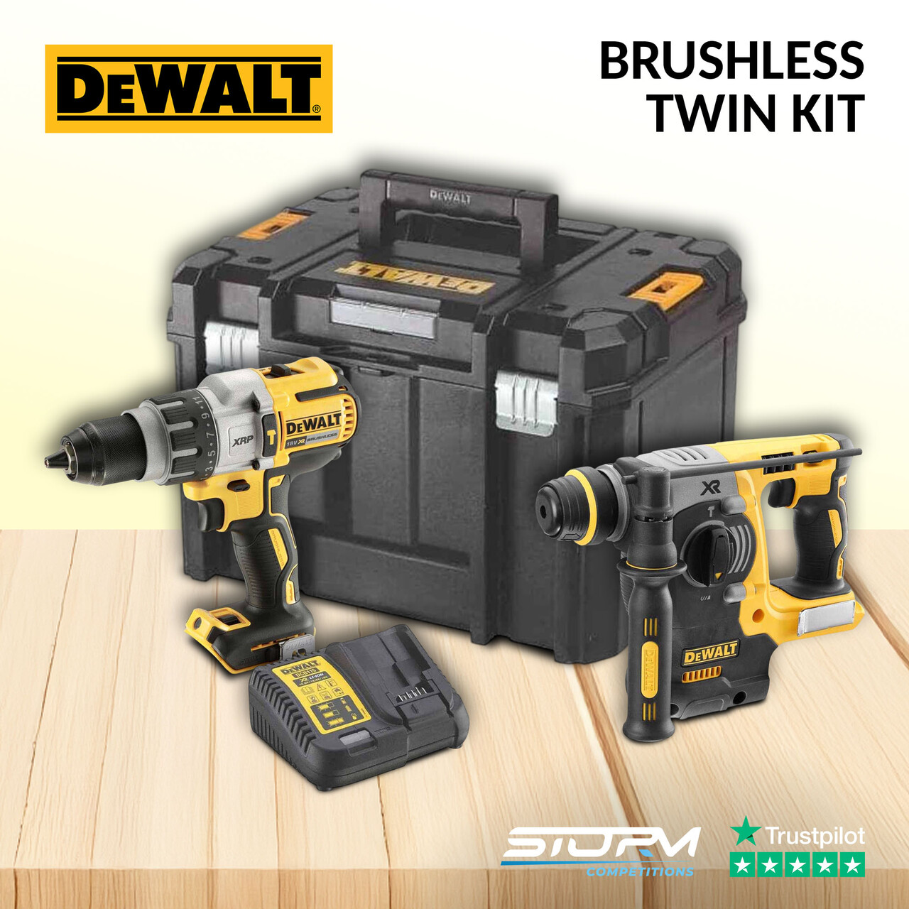 DeWalt DCK229P2T 18V XR Brushless Twin Kit with 2x 5.0Ah Batteries