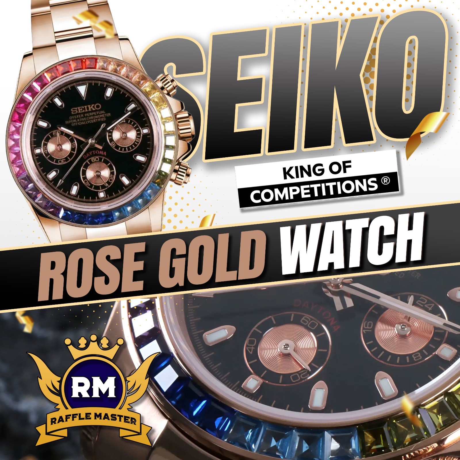 Moddys Seiko Daytona Rainbow Rose Gold Watch Only 60 Tickets Auto Draw