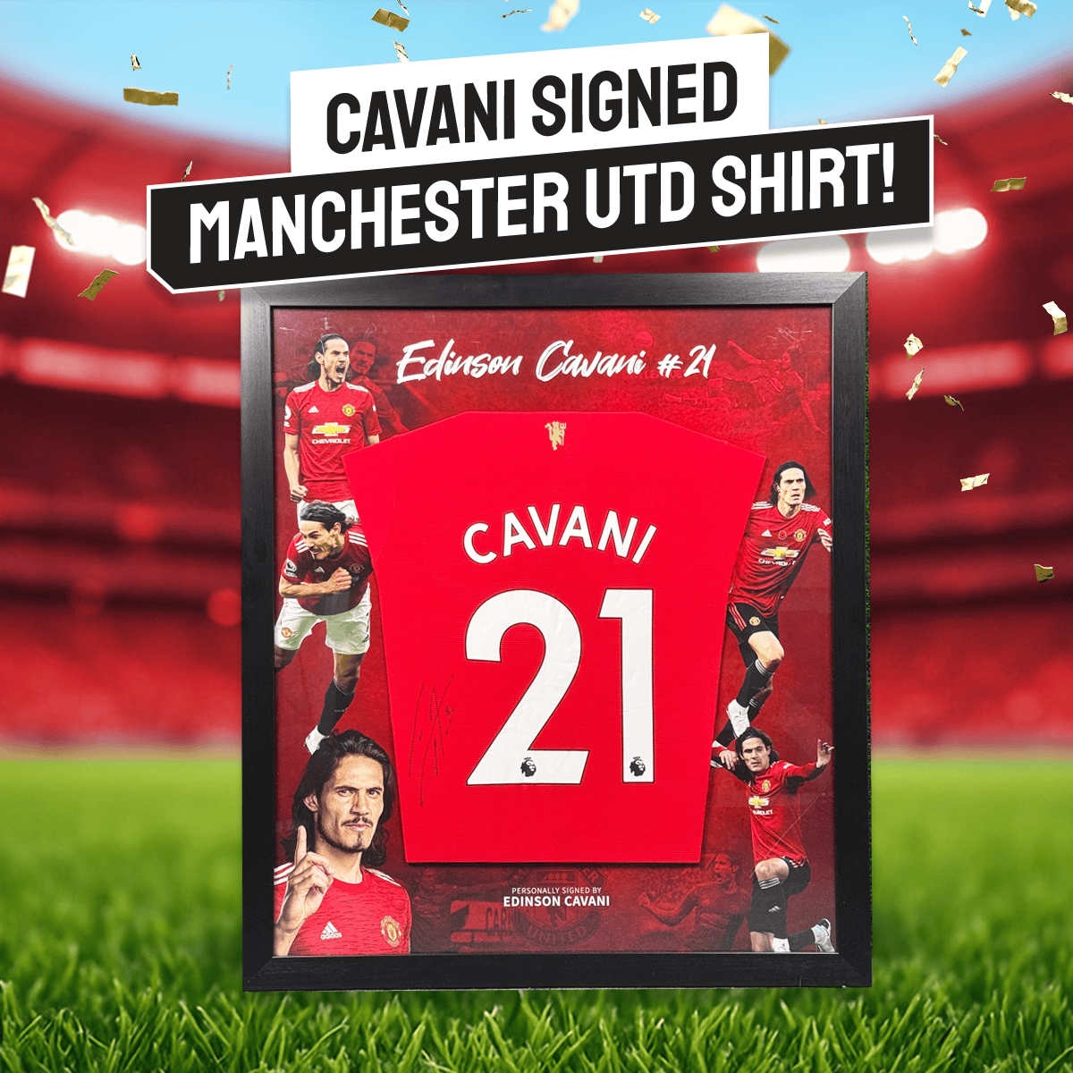 Man Utd Competition! Win this Edinson Cavani signed & custom framed Man Utd shirt!
