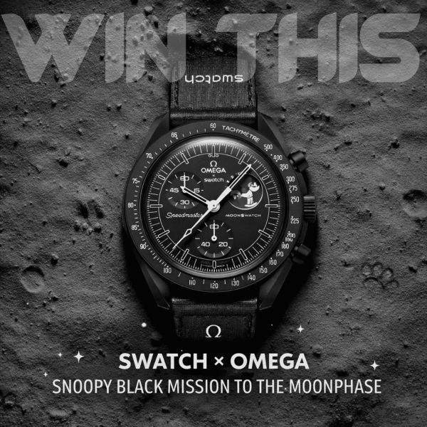 Win This Omega X Swatch Snoopy Black Mission to the Moonphase