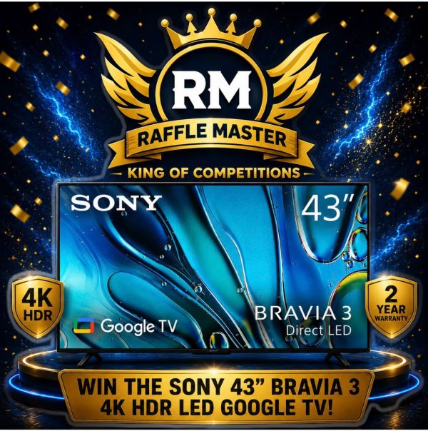 Penny Pinchers Sony Bravia 3 43 Inch Direct LED Google TV No Cash Only 1p Per Entry Live Draw 21-05-26