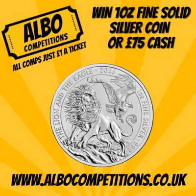 WIN 1oz FINE SOLID SILVER COIN FROM ROYAL MINT OR £75 CASH