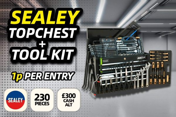 Win This Sealey Topchest 5 Drawer & 230pc Tool Kit for just 1p!