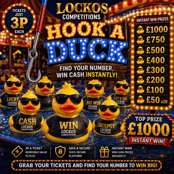 HOOK A DUCK! 3P TO ENTER WITH A £1,000 END PRIZE! WIN UP TO £1K INSTANTLY!