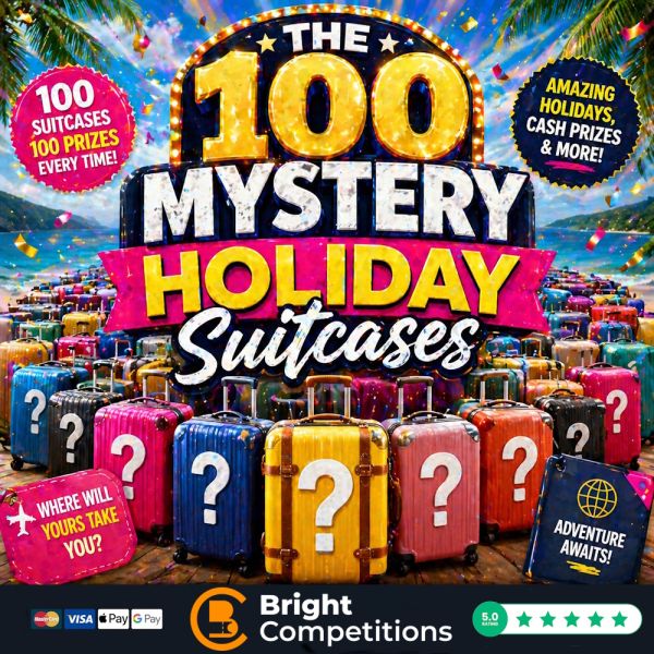 ENDING TODAY – Mega Mystery Every Ticket Wins – Holiday Suitcases & £250 Main Prize