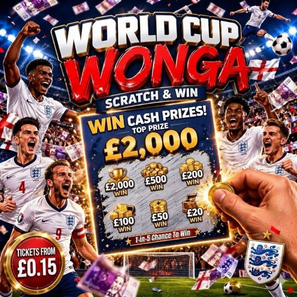 WORLD CUP WONGA – Instant Cash Scratch | 1-in-5 Chance To Win!
