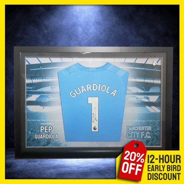 Pep Guardiola Signed & Custom LED Framed Shirt!
