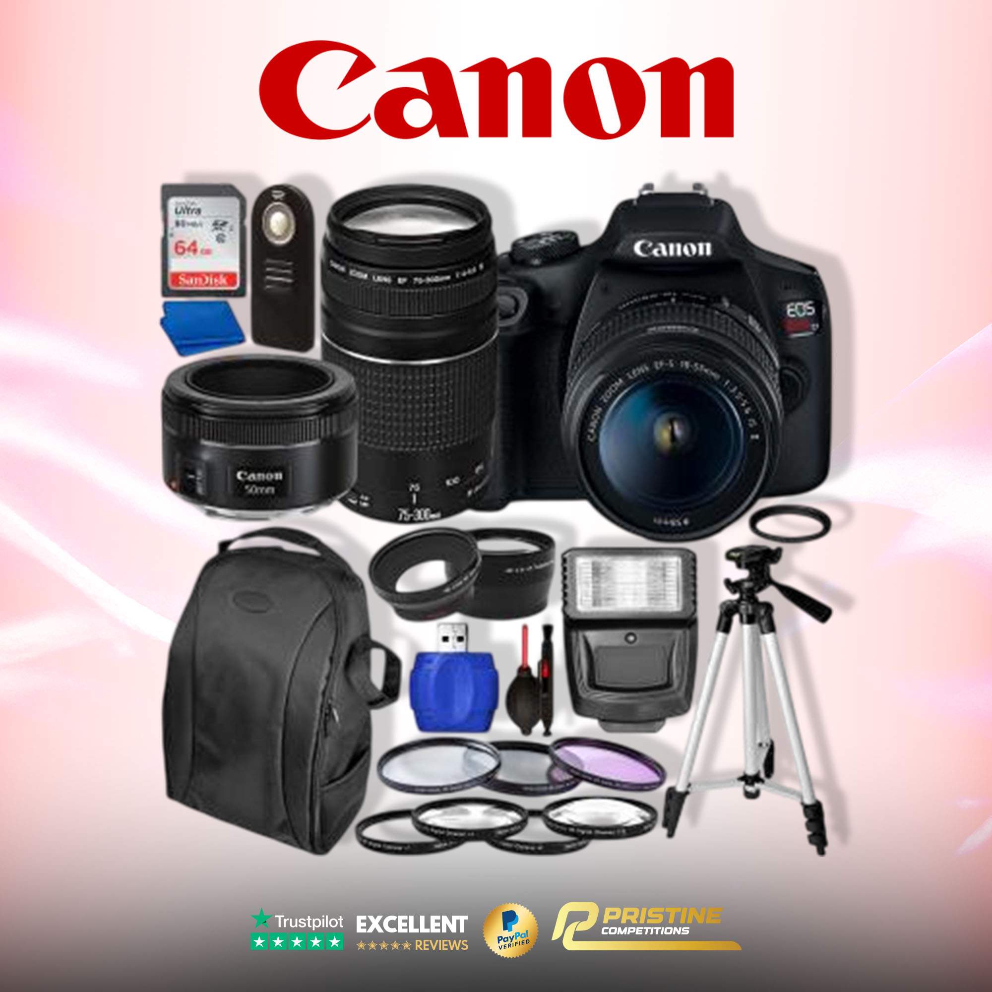 Canon EOS Rebel T7 DSLR Camera & Accessory Bundle