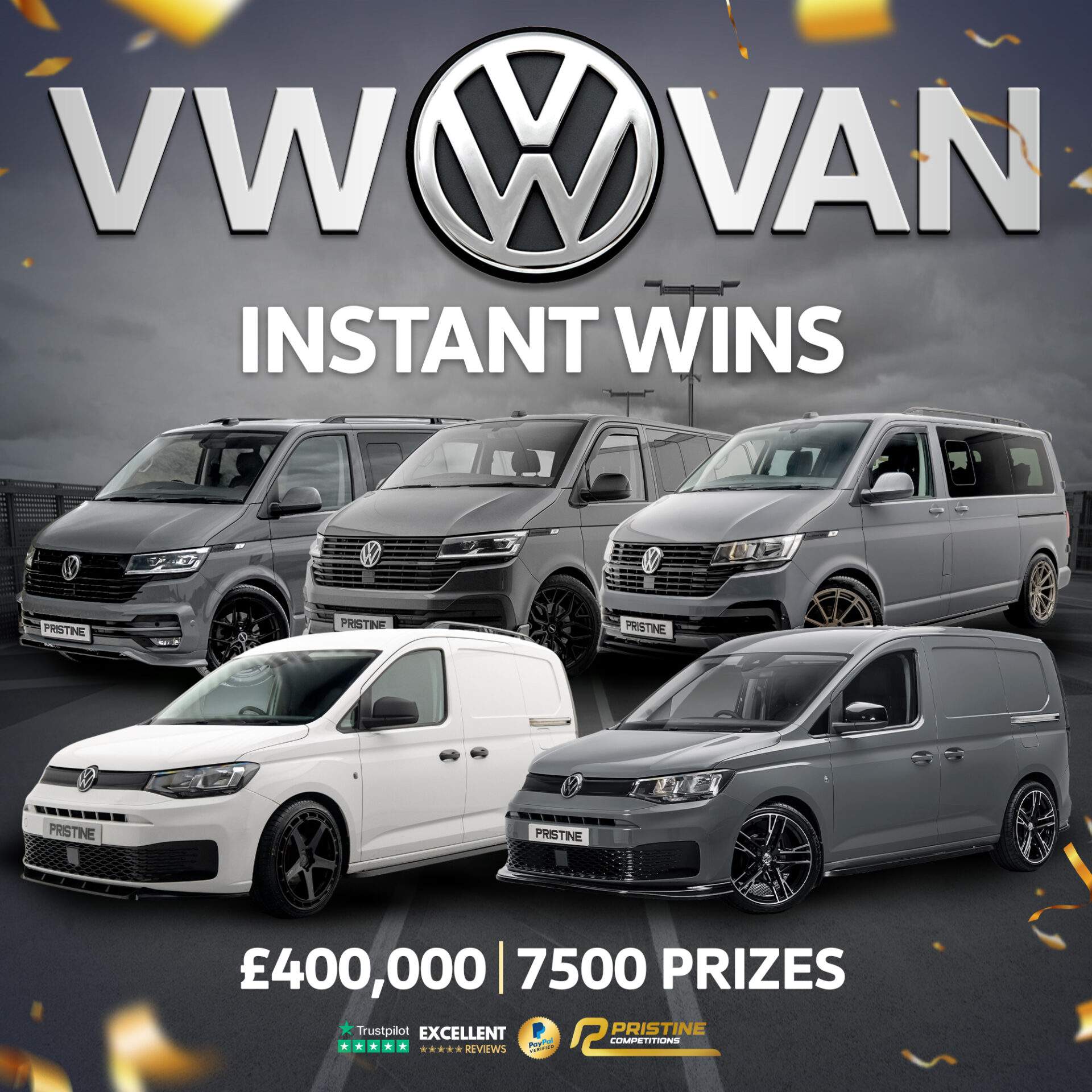 Volkswagen Vans Instant Wins – 7,500 Prizes – £400,000 Prize Fund