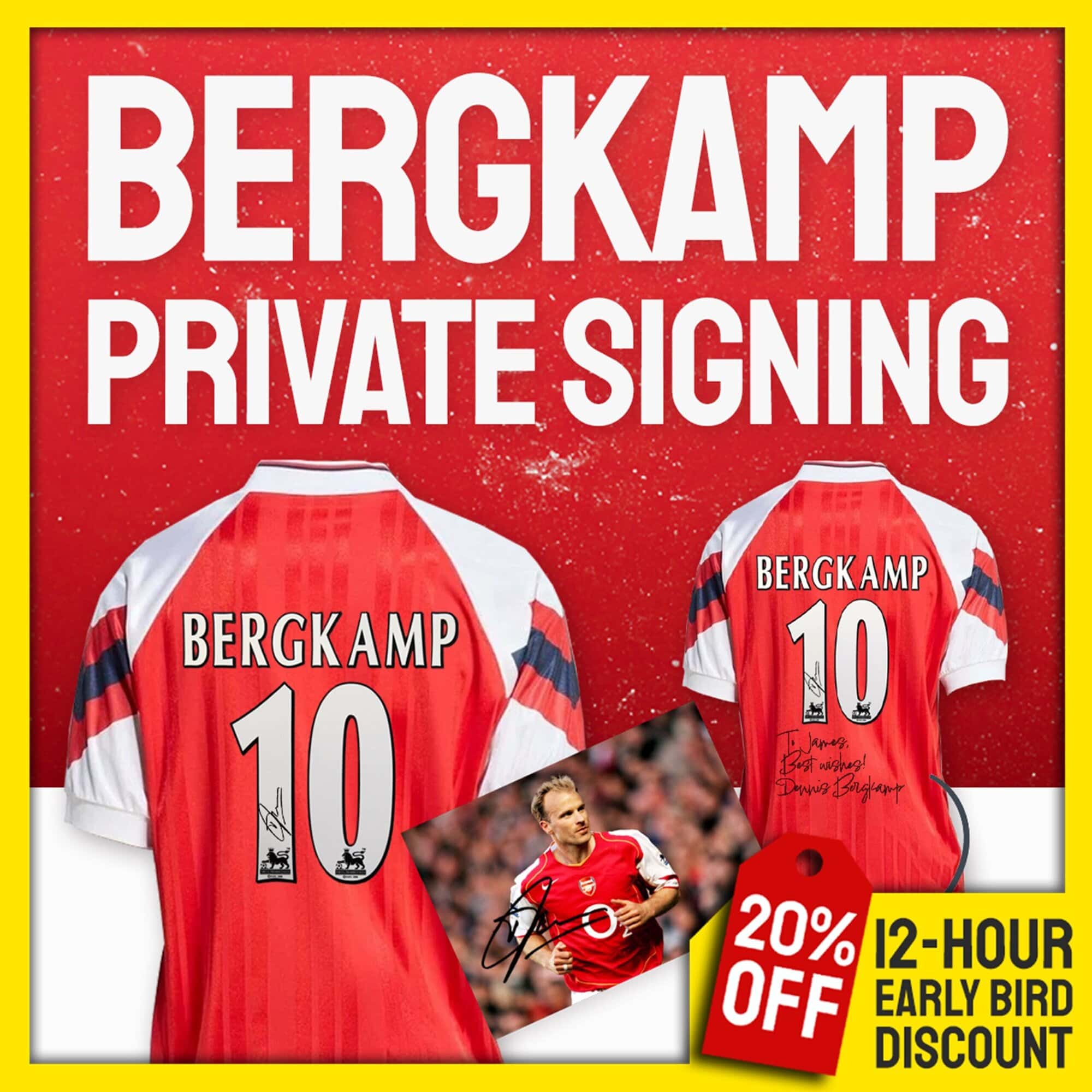 Private Signing! Win this Dennis Bergkamp Signed & Dedicated Arsenal Shirt!