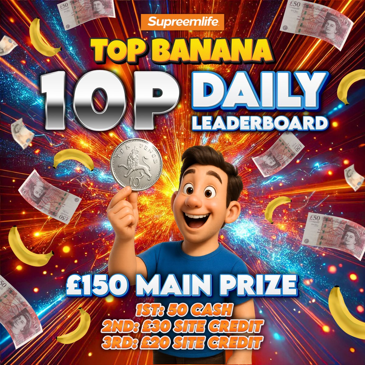 TOP BANANA 10P DAILY LEADERBOARD