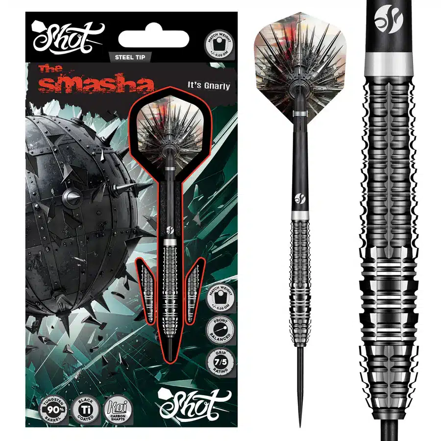 SHOT GNARLY SMASHA 90% TUNGSTEN STEEL TIP DARTS