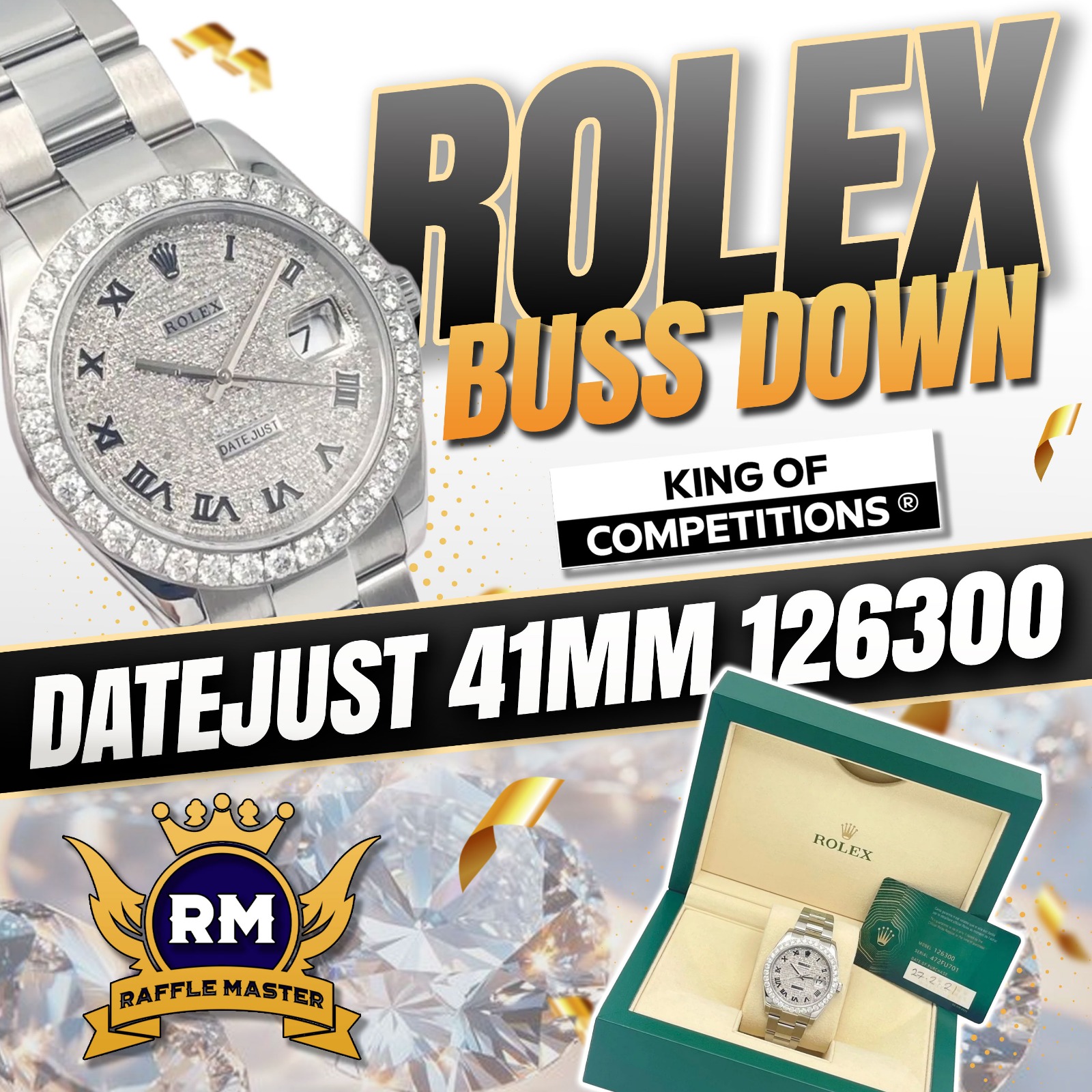 Rolex 41mm 126300 Datejust Buss Down Or £6000 Cash Alt Live Draw Only 5p