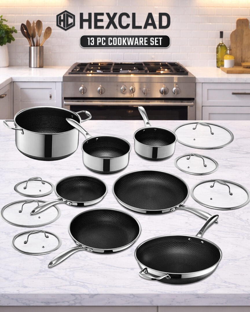 13 Piece Hexclad Hybrid Cookware Set With Lids 2