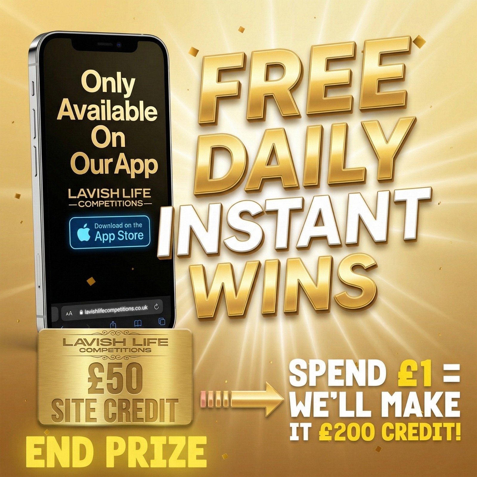 APP ONLY! FREE DAILY INSTANT WIN COMP! WIN CASH & CREDIT FOR FREE#155