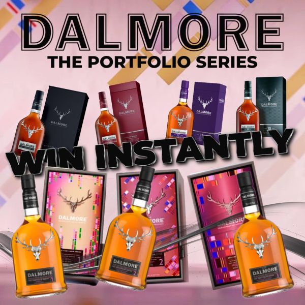 WIN THE DALMORE PORTFOLIO SERIES PLUS DALMORE MERCH BUNDLE! RARE TRAVEL RETAIL EXCLUSIVE SET WORTH £2700! PLUS DALMORE INSTANT WINS!