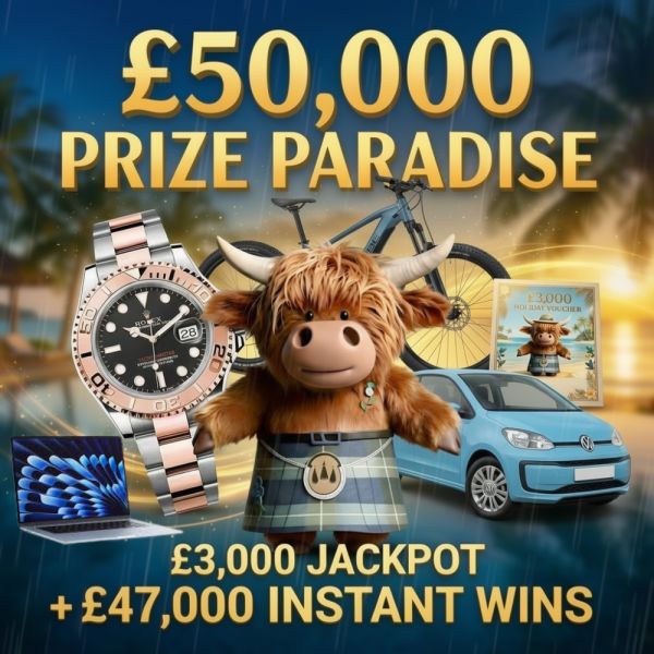 Kilted Prize Paradise – Up to £50,000 of prizes to be won!