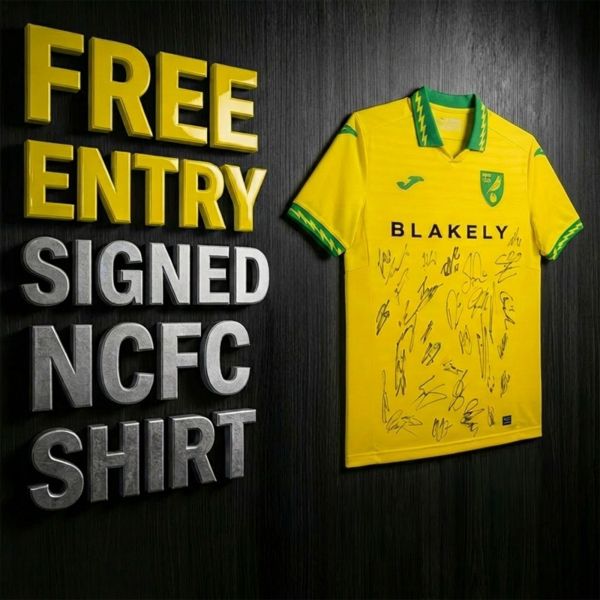 FREE ENTRY – SIGNED NORWICH CITY FOOTBALL CLUB SHIRT!