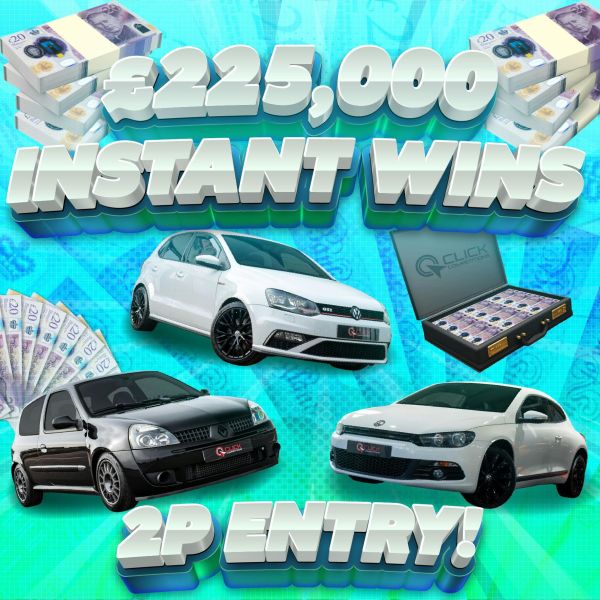 225,000+ Instant Wins Including 3 cars - 2p Entry!