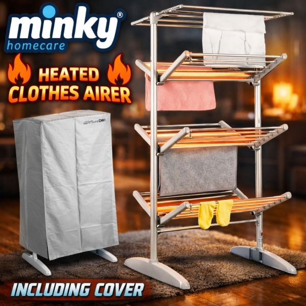 Minky Sure Dri 23m 4 Tier Heated Clothes Airer with Cover Included