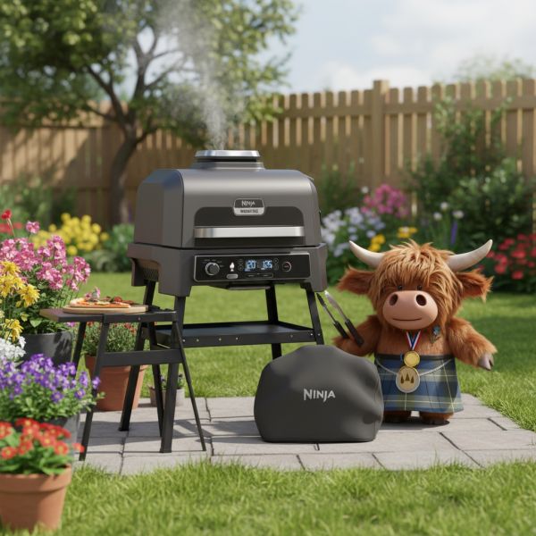 Ninja Woodfire Pro Connect XL Electric BBQ Grill & Smoker with Stand & Cover