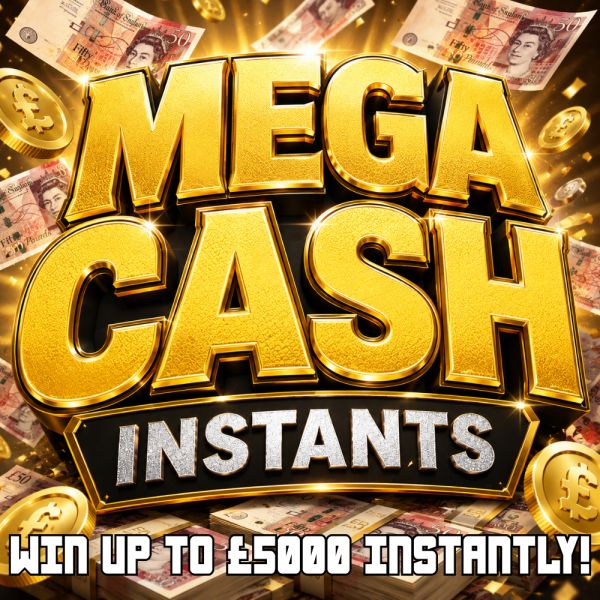 MEGA CASH INSTANTS : WIN UP TO £5000 INSTANTLY + £500 END PRIZE!