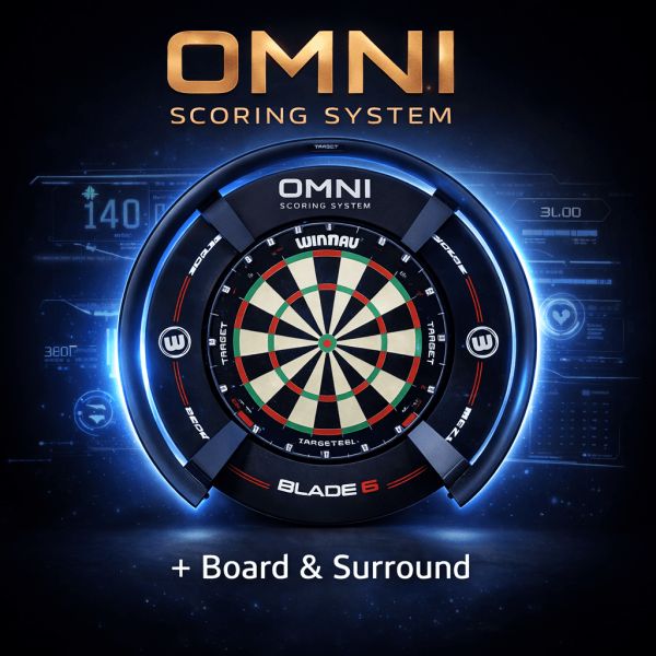 TARGET Omni Scoring System + Winmau Blade 6 Triple Core Dartboard & Pro Surround – RRP £650