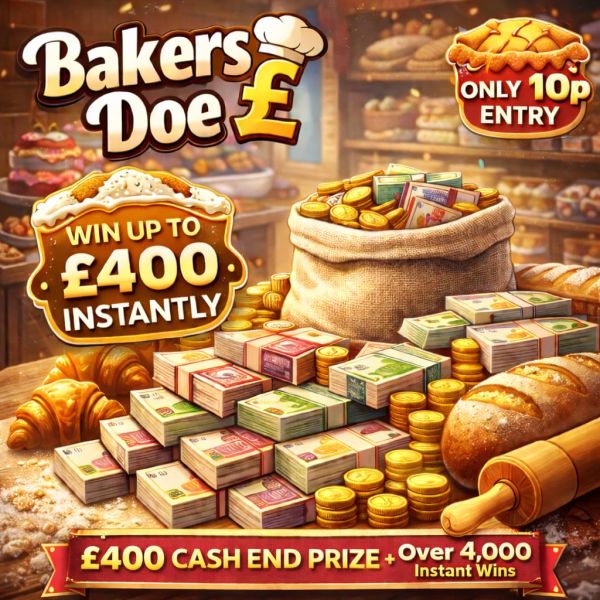 👨‍🍳 Bakers Doe – 4,000+ Instant Wins & £400 Cash End Prize! 💰
