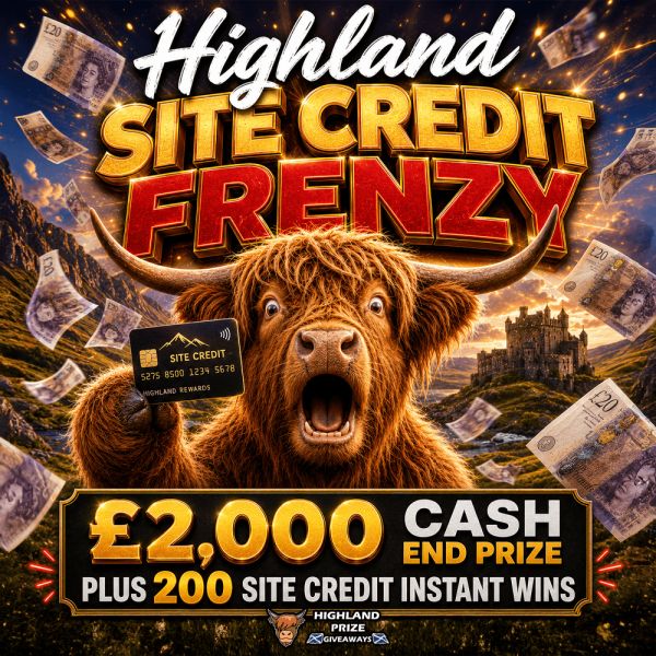 HIGHLAND SITE CREDIT FRENZY £2,000 CASH PLUS 200 SITE CREDIT INSTANT WINS