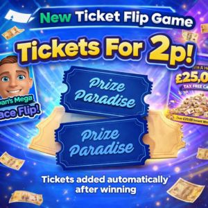 New Ticket Flip Game – Win Tickets Instantly For 2p