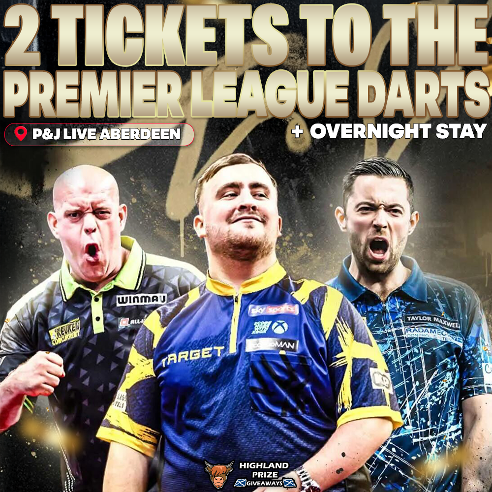 2 TICKETS TO PREMIER LEAGUE DARTS IN ABERDEEN ON 30TH OF APRIL 2026 PLUS OVERNIGHT STAY